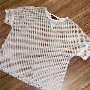 White fishnet tee shirt